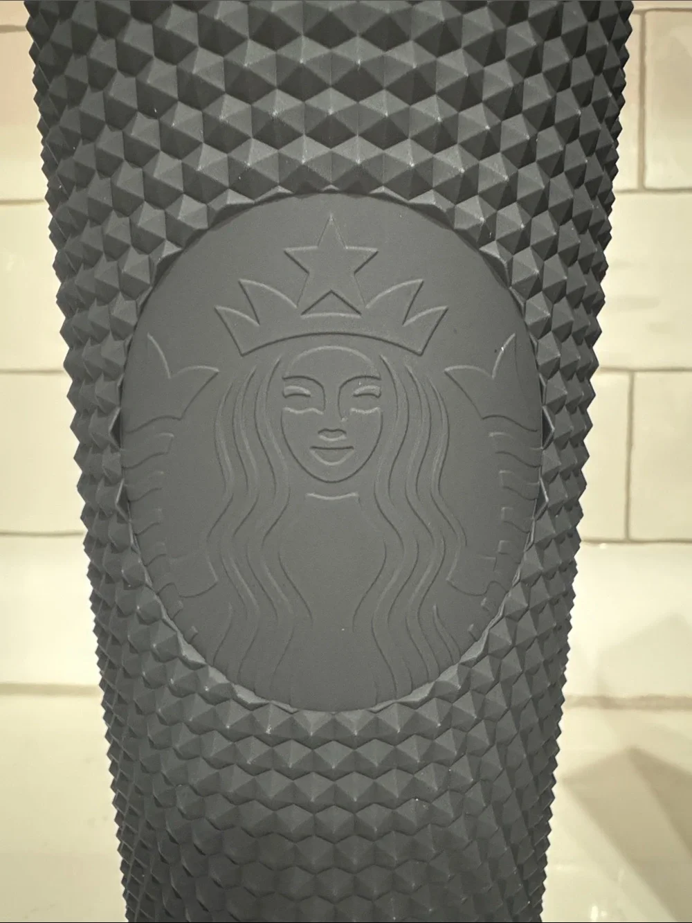 Starbucks Venti Matte Black Textured Studded Tumbler Cold Cup with Straw NWT